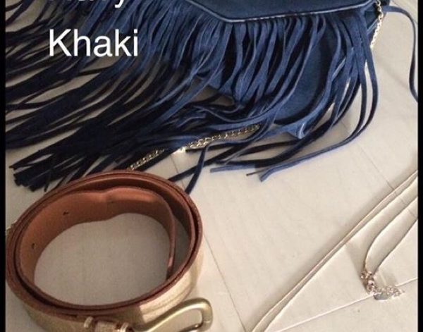 3色コーデ Gold × Navy × Khaki