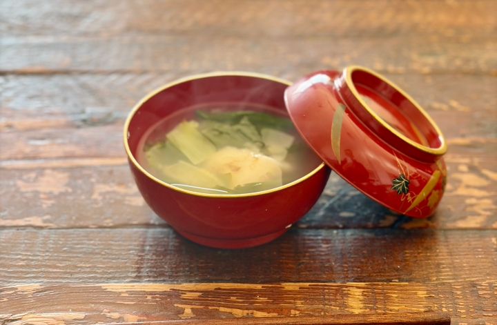 七草がゆとアンティーク椀